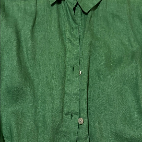 UNIQLO Linen Long Sleeve Green Shirt Size M - Picture 4 of 5